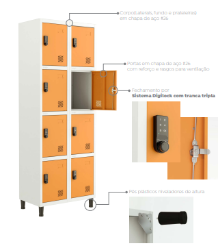 Locker Digilock Tranca Tripla - Linha Euro - Marzo Vitorino
