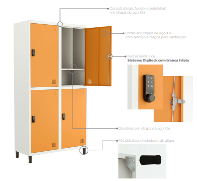 Locker Insalubre Digilock Tranca Tripla - Linha Euro - Marzo Vitorino