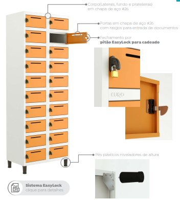 Locker Caixa Postal EasyLock - Linha Euro - Marzo Vitorino