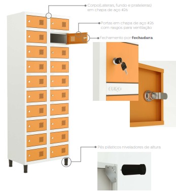 Locker Porta Objeto Fechadura - Linha Euro - Marzo Vitorino