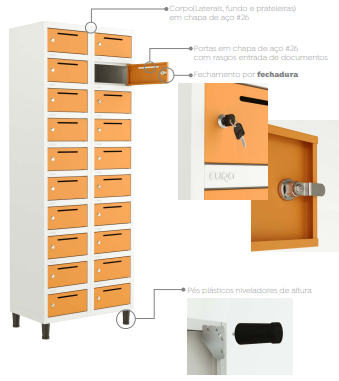 Locker Caixa Postal Fechadura - Linha Euro - Marzo Vitorino