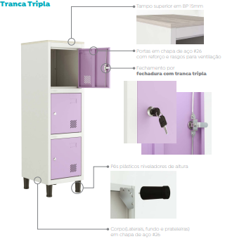 Mini Locker Fechadura Tranca Tripla - Linha Euro - Marzo Vitorino