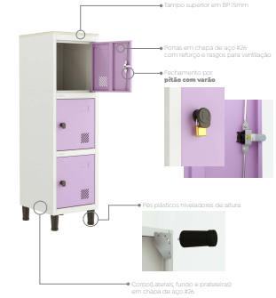 Mini Locker Pitão Tranca Tripla - Linha Euro - Marzo Vitorino